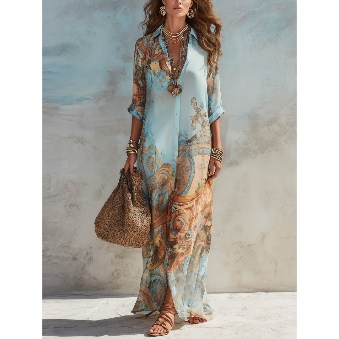 Soraya | Maxi-abito Fluttuante con Stampa Paisley