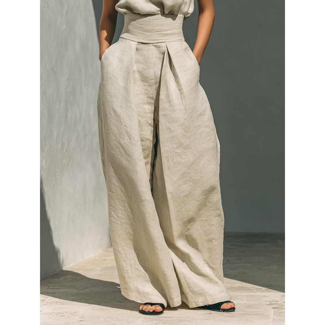 Maria | Set in Cotone-Lino con Top e Pantaloni