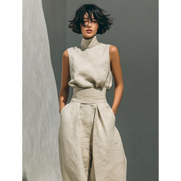 Maria | Set in Cotone-Lino con Top e Pantaloni