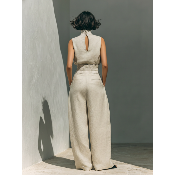 Maria | Set in Cotone-Lino con Top e Pantaloni