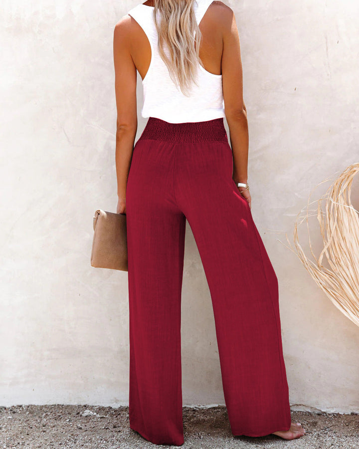 Nicoletta | Pantaloni in lino a vita alta