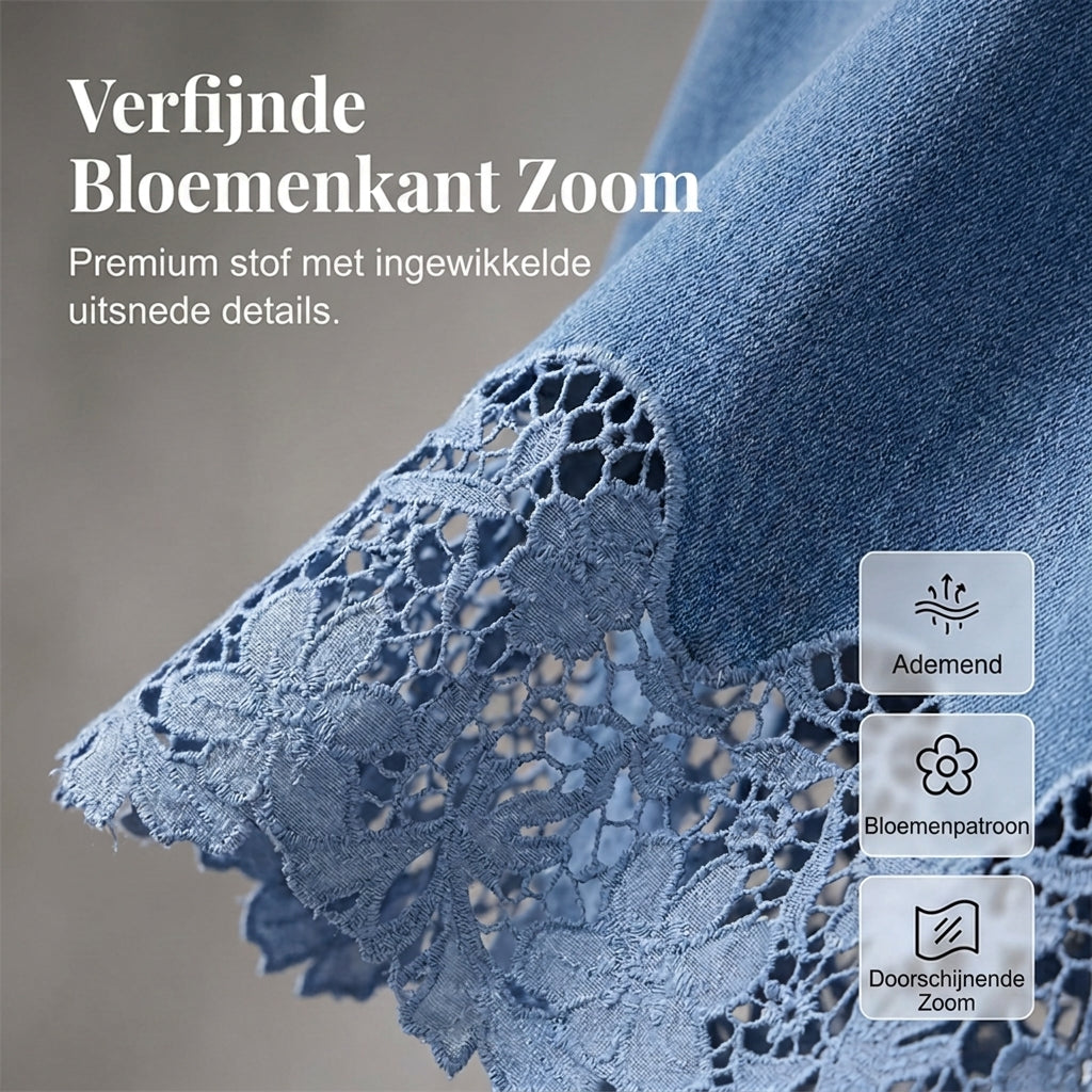 Cecilia | Gonna in Denim con Orlo in Pizzo