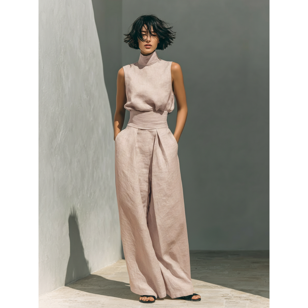 Maria | Set in Cotone-Lino con Top e Pantaloni