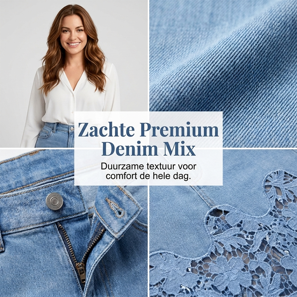 Cecilia | Gonna in Denim con Orlo in Pizzo