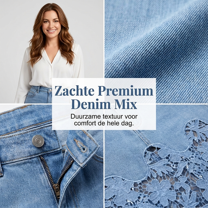 Cecilia | Gonna in Denim con Orlo in Pizzo
