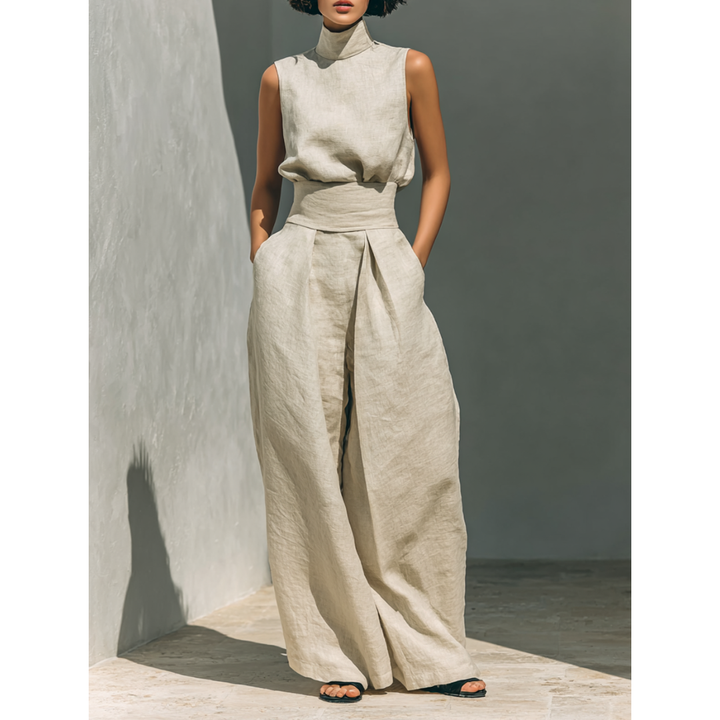 Maria | Set in Cotone-Lino con Top e Pantaloni