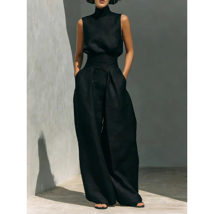 Maria | Set in Cotone-Lino con Top e Pantaloni