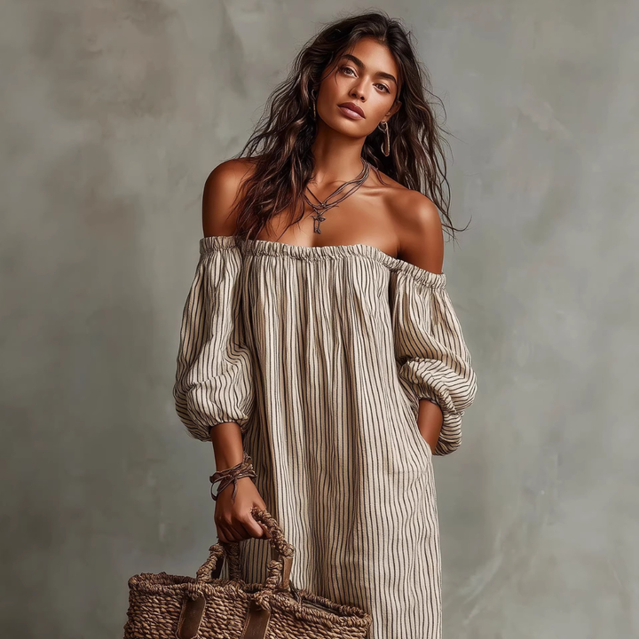 Carmen | Abito lungo in cotone e lino