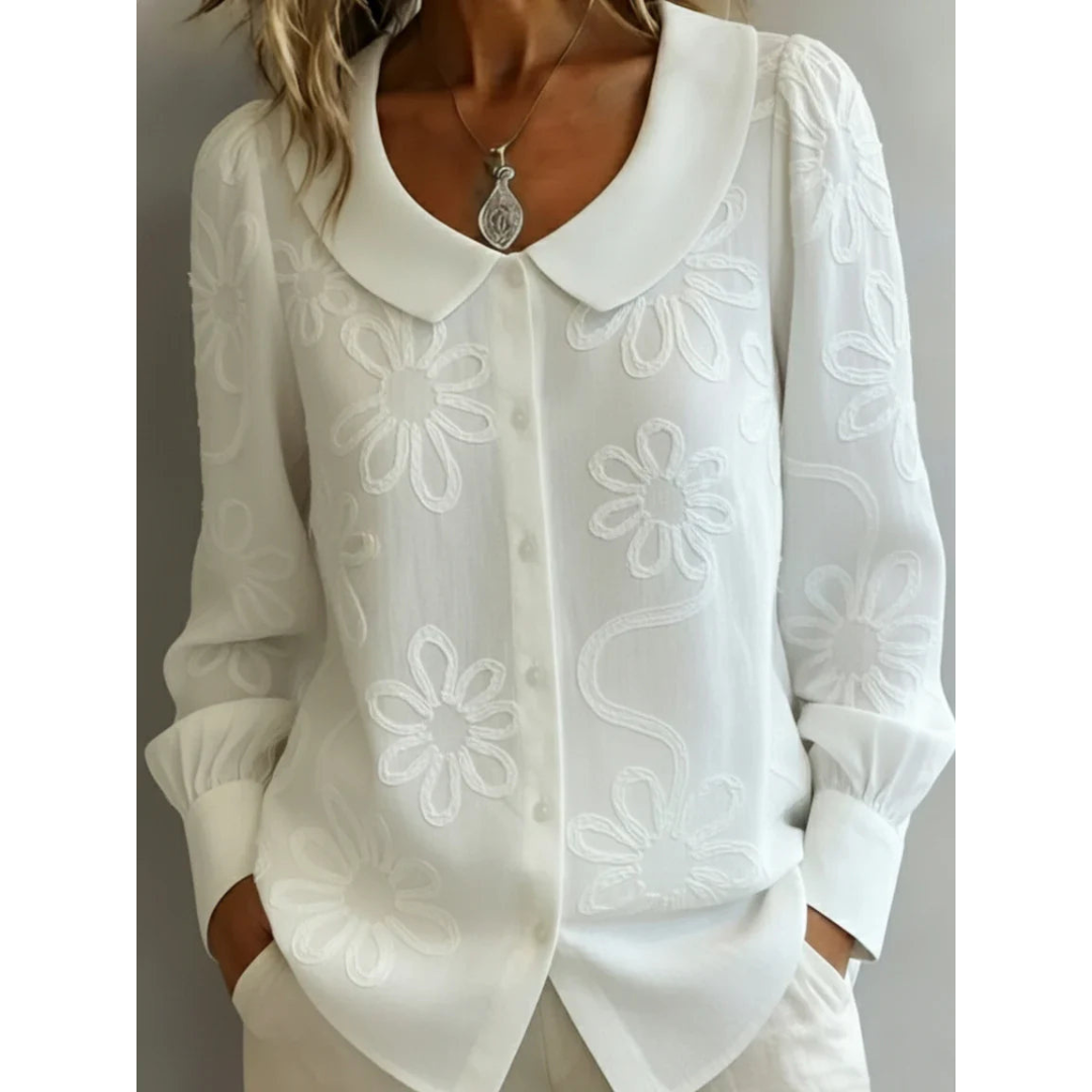 Claudia | Blusa Elegante con Colletto Ricamato