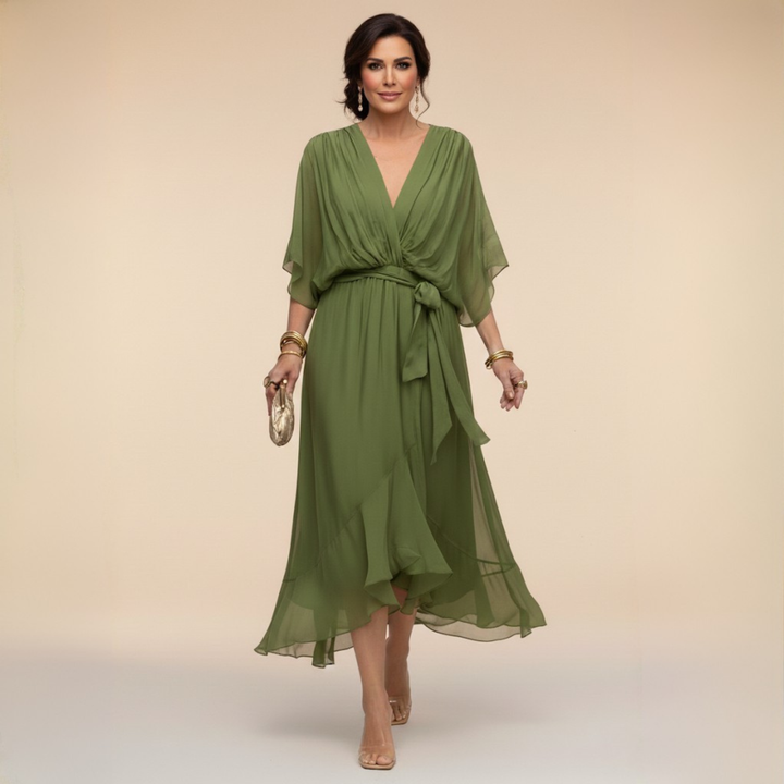 Monica | Abito in chiffon con scollatura a V