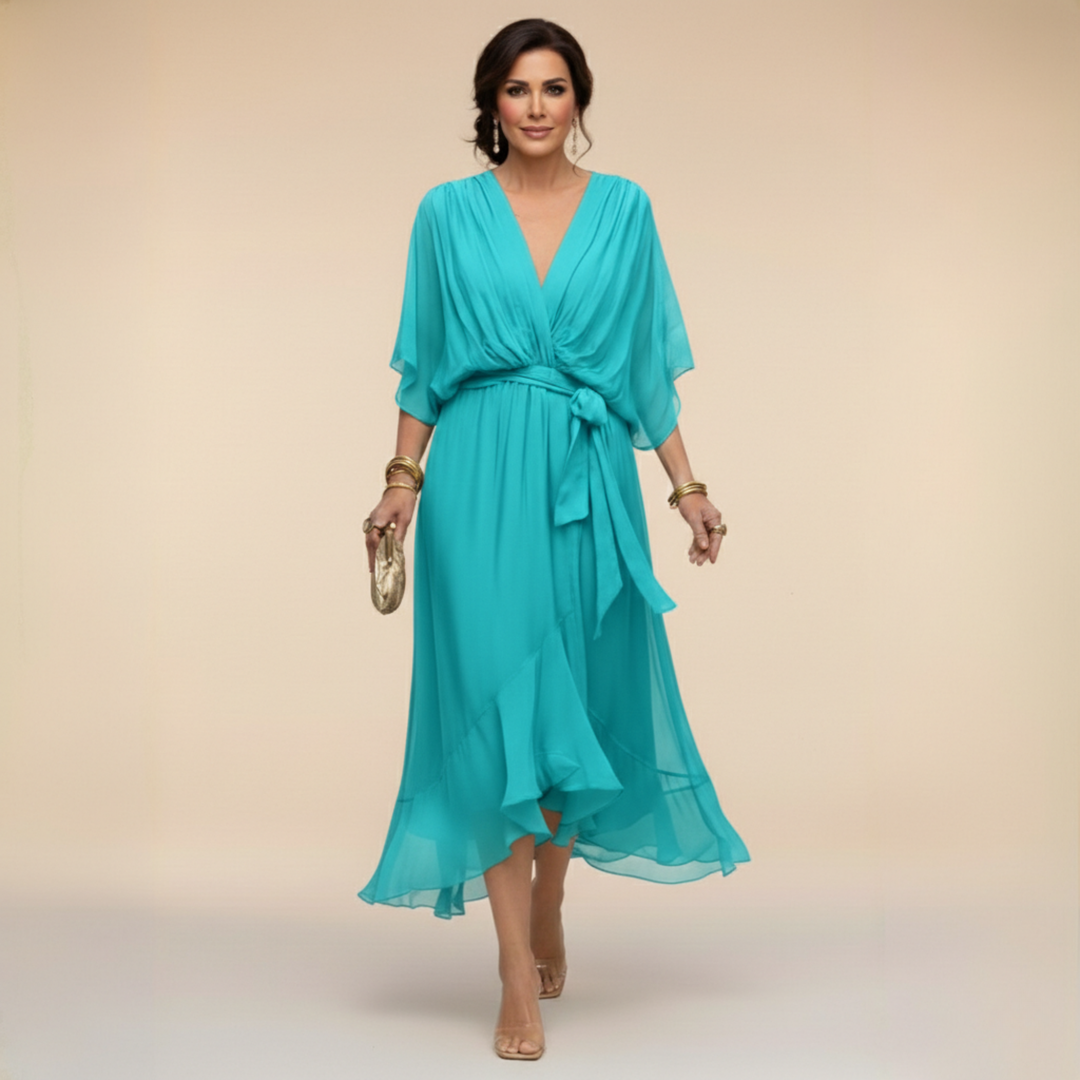 Monica | Abito in chiffon con scollatura a V