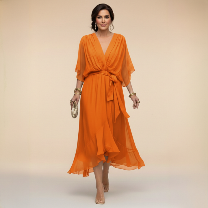 Monica | Abito in chiffon con scollatura a V