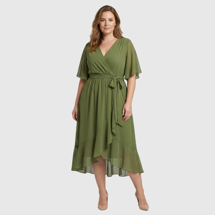 Monica | Abito in chiffon con scollatura a V