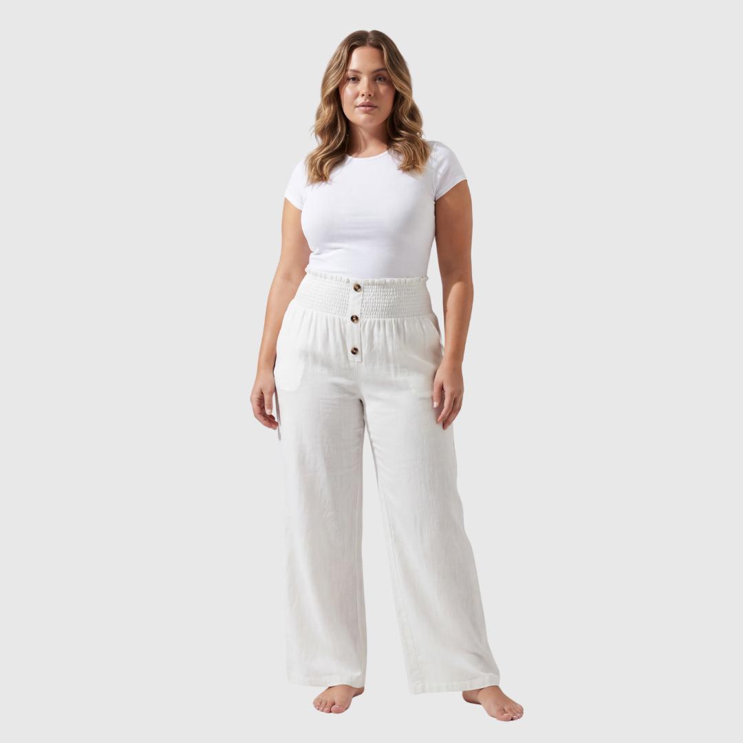 Nicoletta | Pantaloni in lino a vita alta