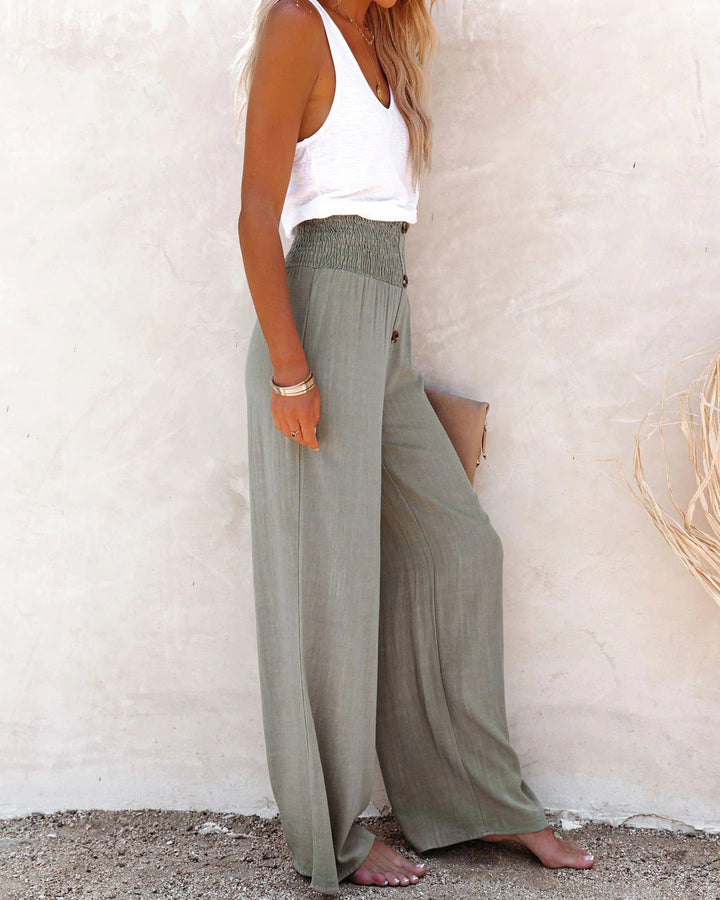 Nicoletta | Pantaloni in lino a vita alta